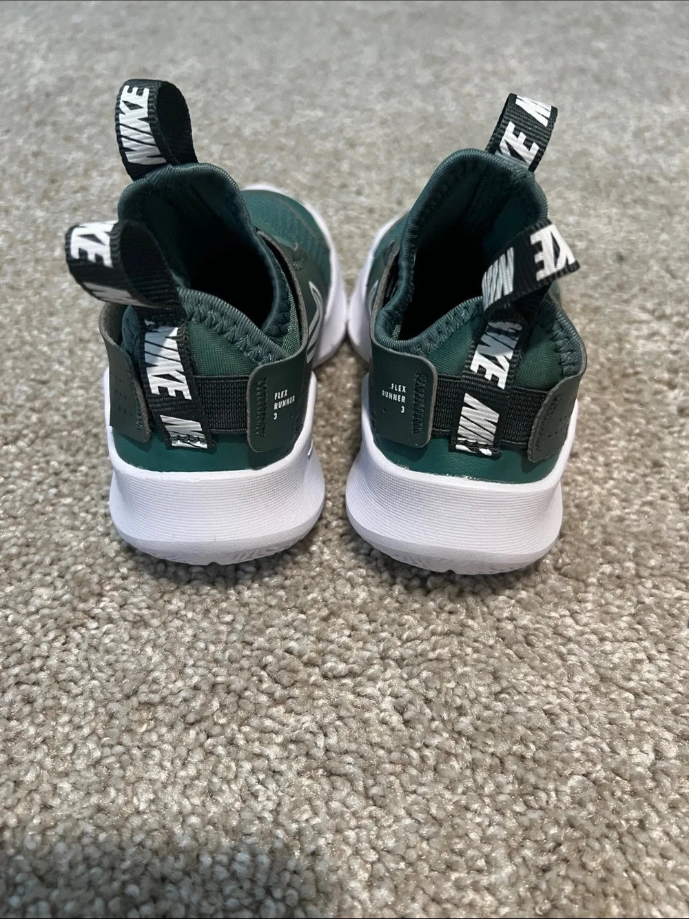 Nike Kids' Dark Green Slip-On Sneakers with White Soles